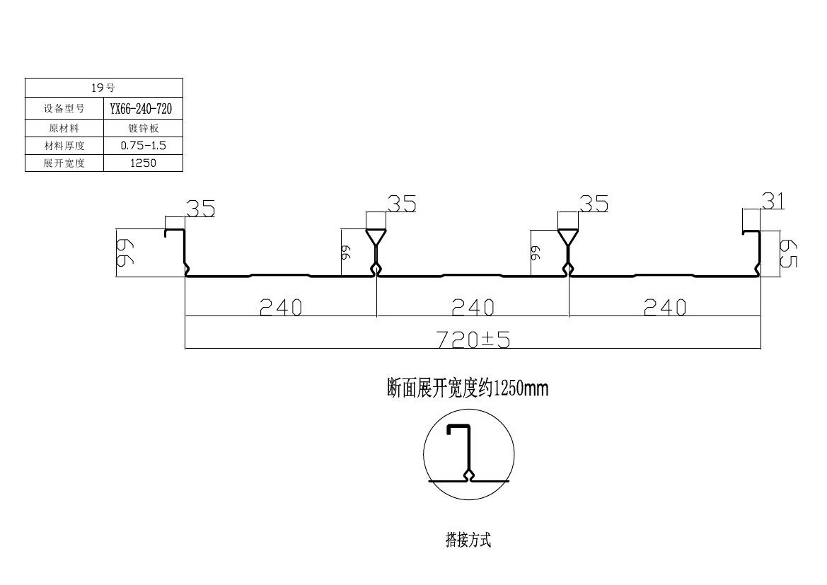 YX66-240-720閉口樓承板